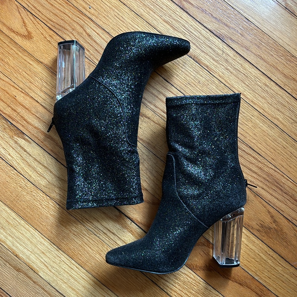 Shimmery Clear Heel Boots